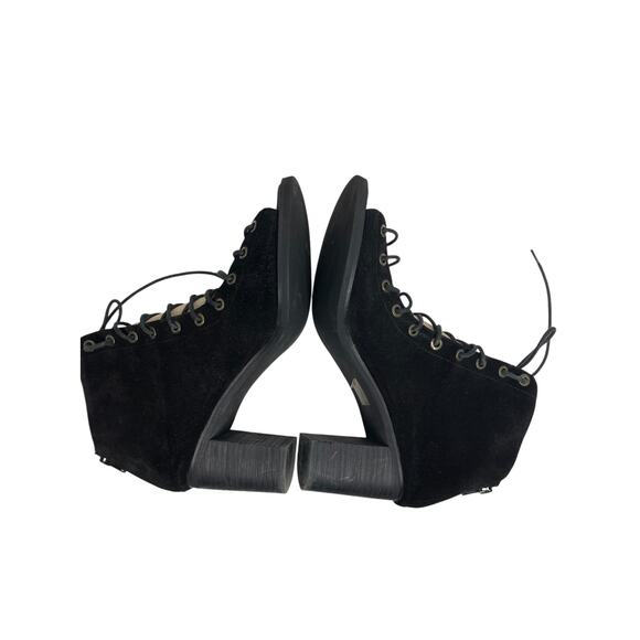Jeffrey Campbell Cors peep toe lace up suede heel booties size 11 black - Picture 4 of 11